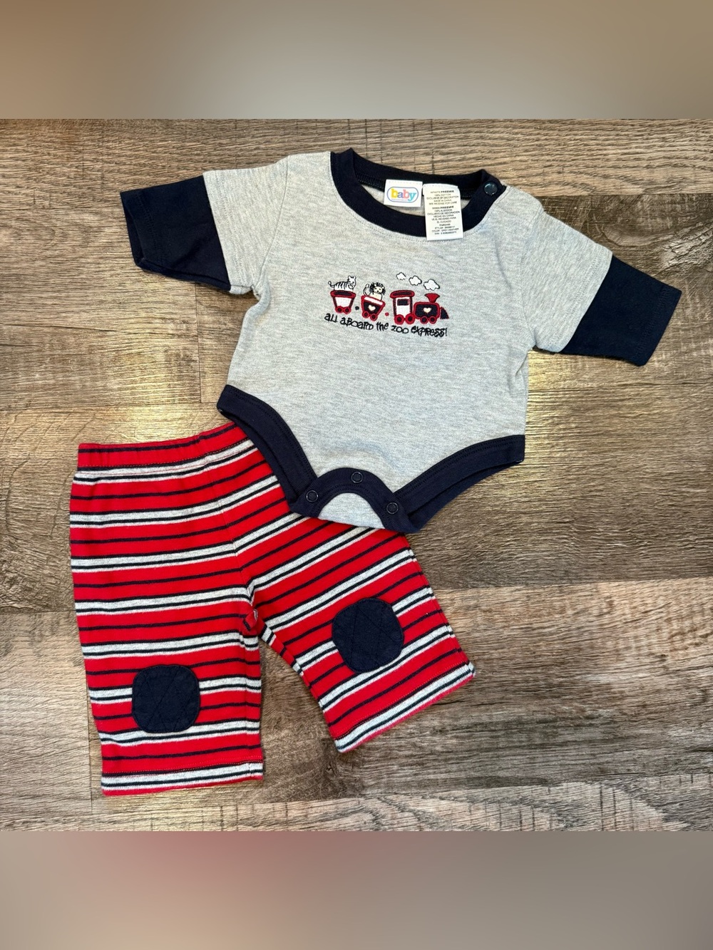 Baby Connection Vintage Baby Outfit “Zoo Express” Preemie Long Sleeve Pants